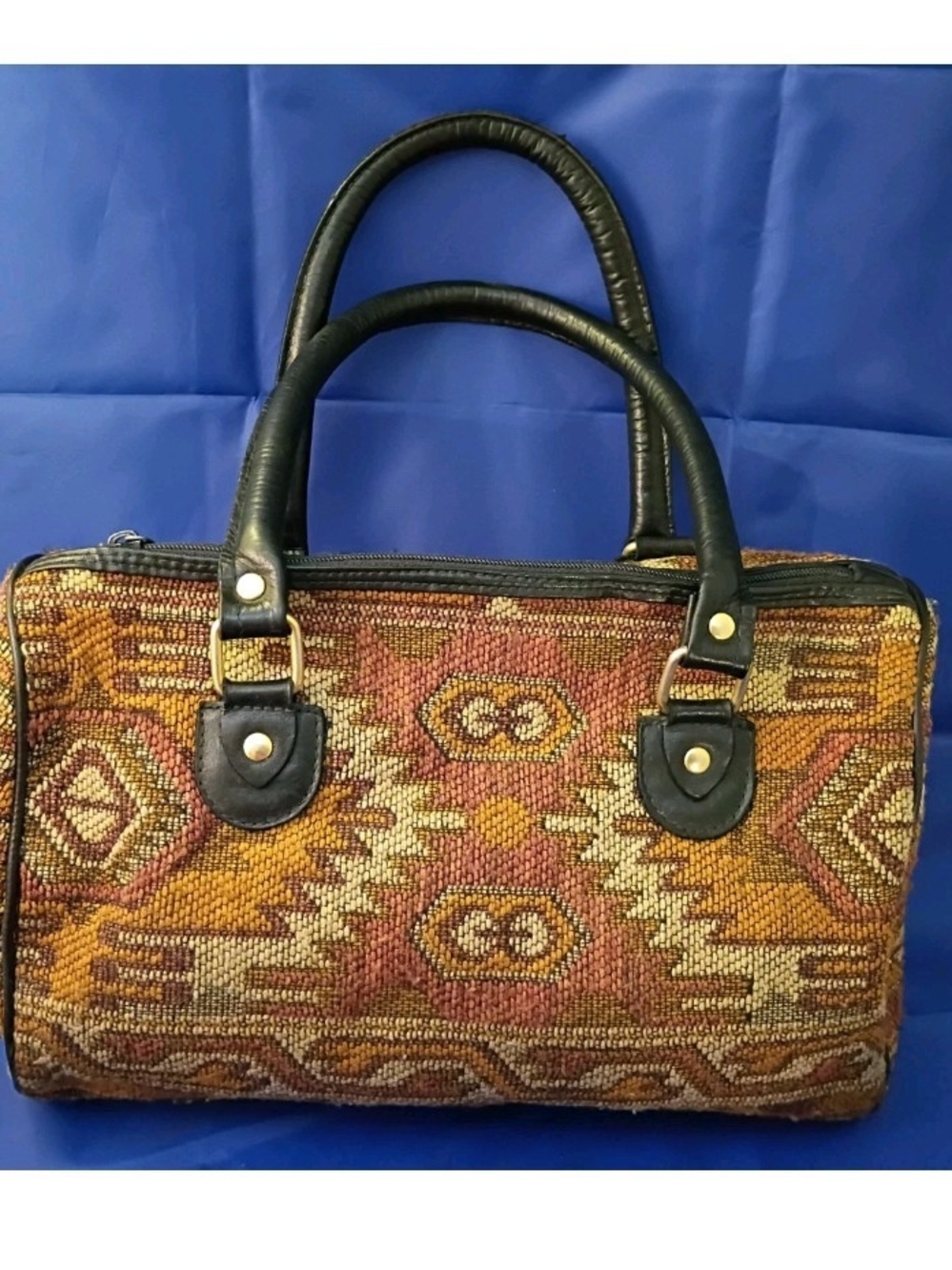 Lord & Taylor tapestry purse with leather handles. Made in Italy.